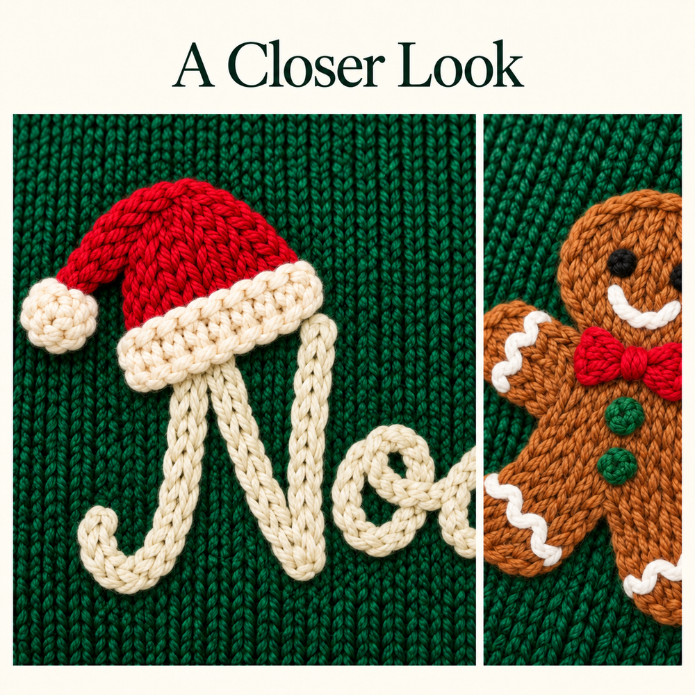 Personalized Baby & Kids Christmas Sweater – 100% Cotton, Hand-Embroidered Name & Designs