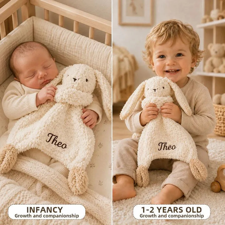 Personalized Cream Animal Baby Lovey Blanket
