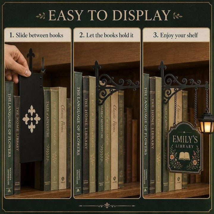 Personalized Bookshelf Sign with LED Lamp – Custom Home Library Decor for Book Lovers