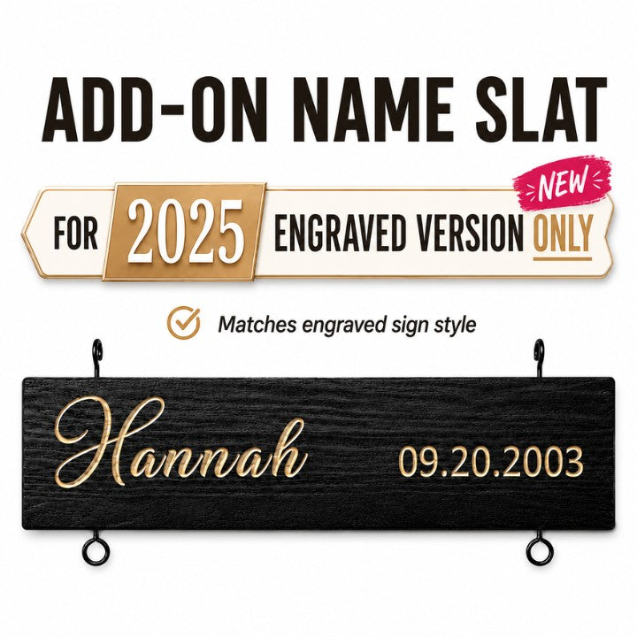 Add-On Name Slat for Grandkids Hanging Sign | 🆕 2025 Engraved Version