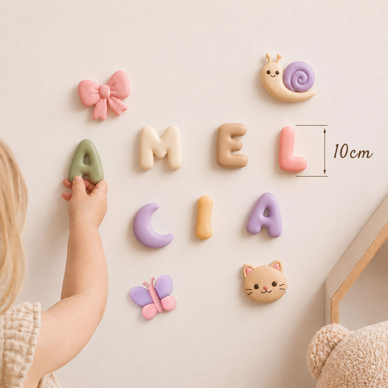 Personalized 3D Printed Name Sign with Cute Charms for Nursery & Kids Room
