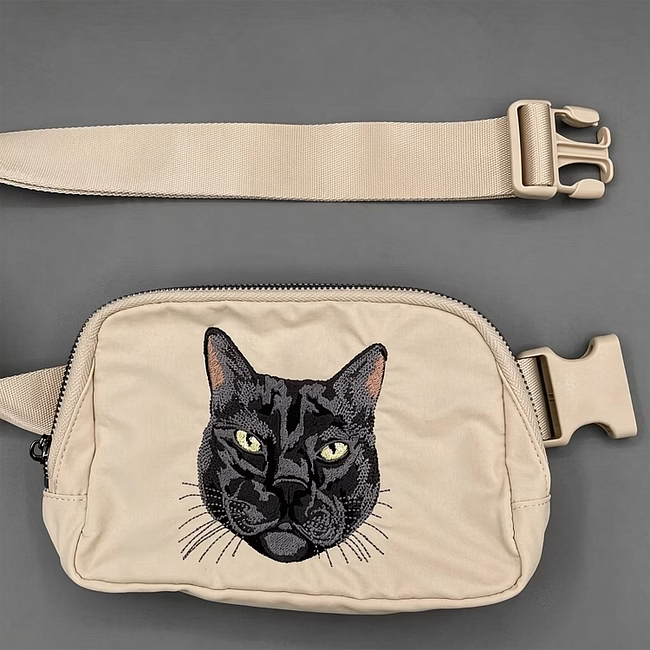 Custom Embroidered Pet Portrait Belt Bag – Personalized Photo Gift for Pet Lovers