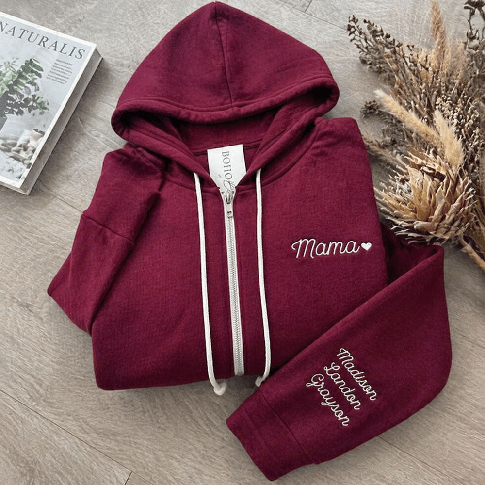 Personalized Mom Embroidered Sweatshirt Hoodie