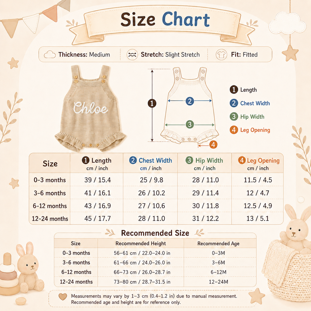 Personalized Hand-Embroidered Knit Baby Romper – Custom Name Baby Girl Outfit
