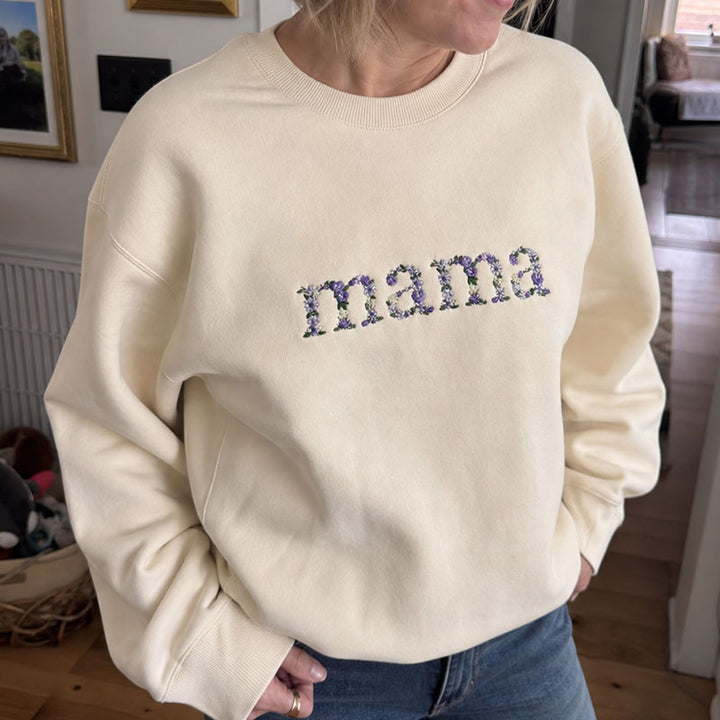 🌸 Everbloom - Embroidered Floral Mama Sweatshirt for Mom & Grandma