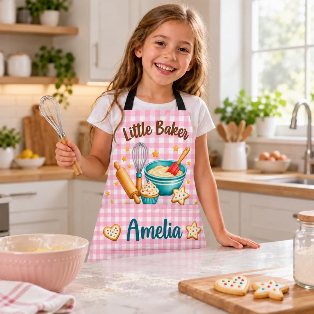 Personalized Kids’ Apron with Pocket – Custom Name Little Chef or Little Baker Gift
