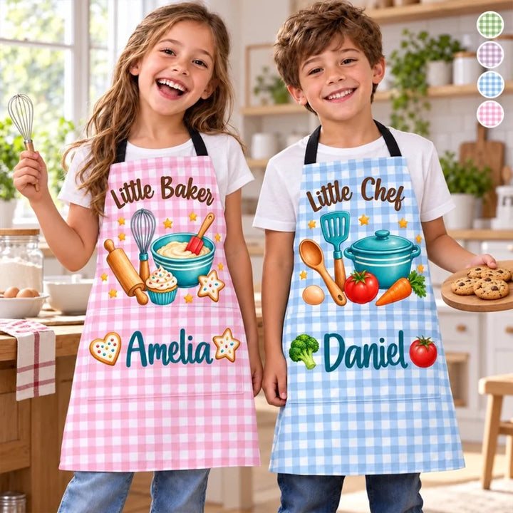 Personalized Kids’ Apron with Pocket – Custom Name Little Chef or Little Baker Gift