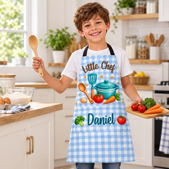 Personalized Kids’ Apron with Pocket – Custom Name Little Chef or Little Baker Gift