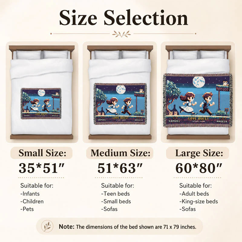 Personalized Pixel Love Quest Blanket – Turn Your Photo Into A Retro Game Adventure
