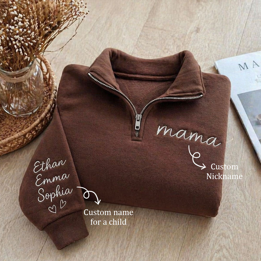 Personalized Mom Embroidered Sweatshirt Hoodie
