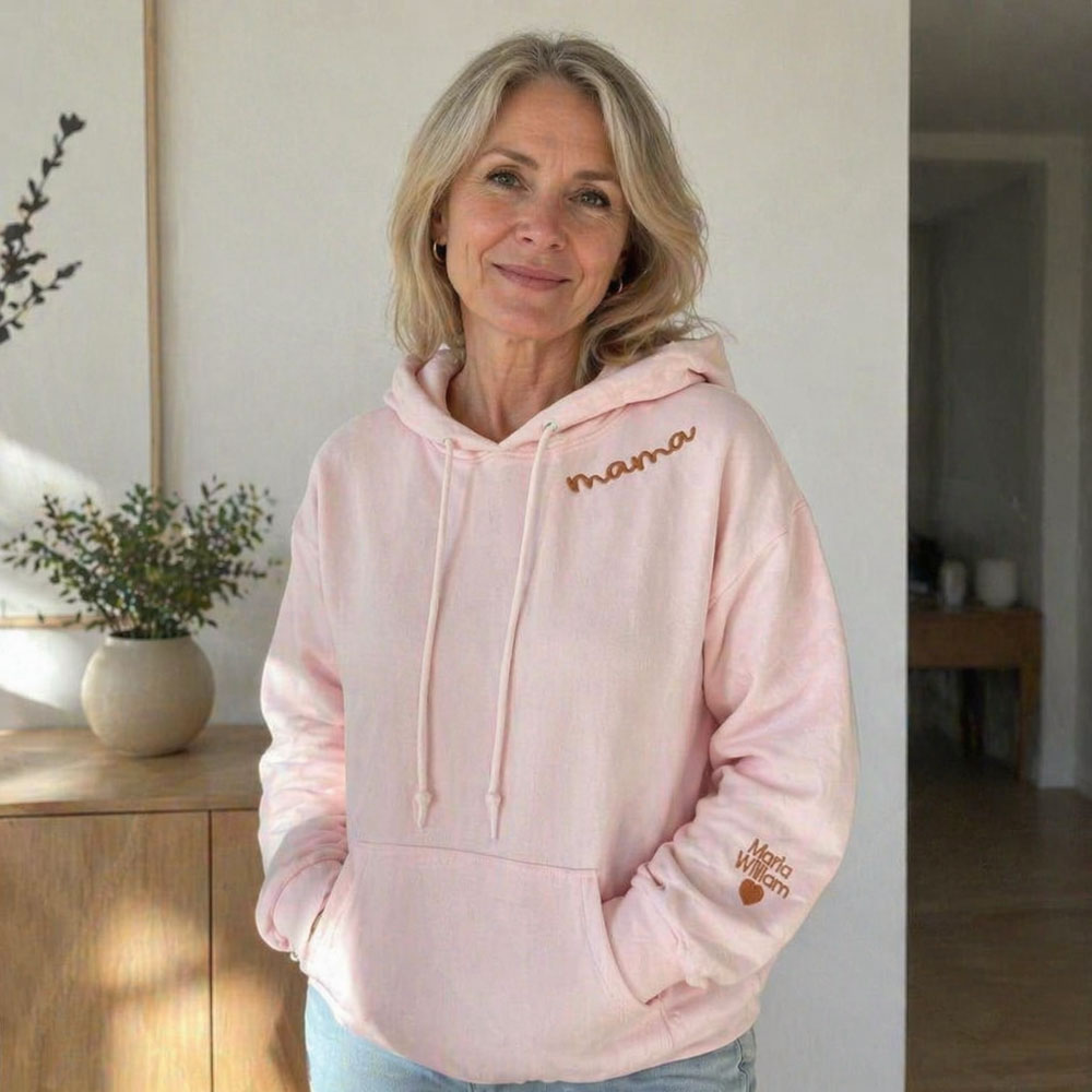 Personalized Mom Embroidered Sweatshirt Hoodie
