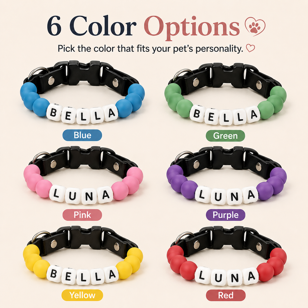 Personalized Beaded Dog Collar with Custom Name