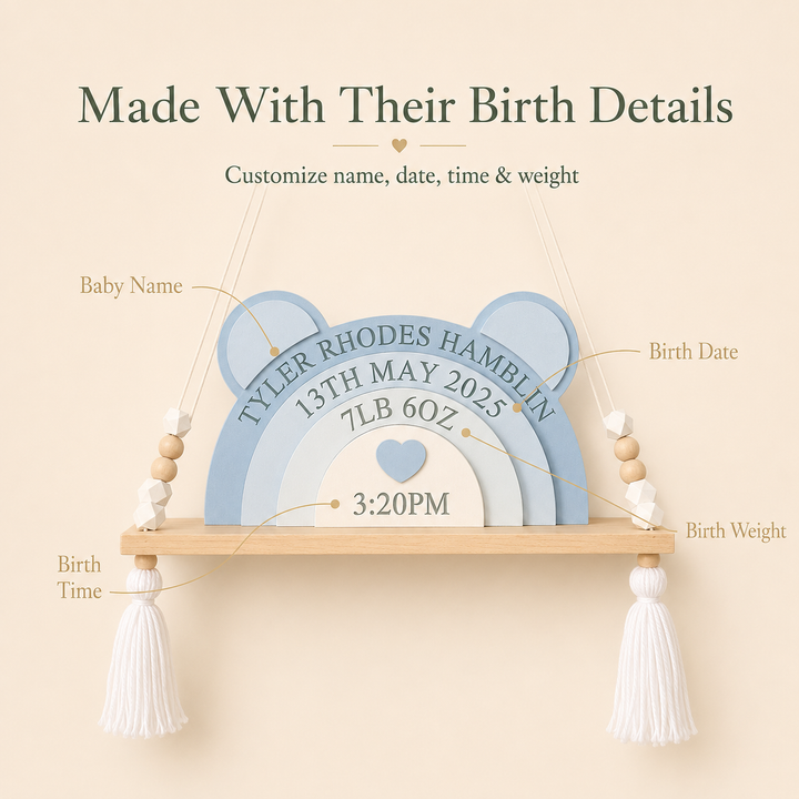 Personalized Bear Stacking Blocks — Creative Birth Record Keepsake
