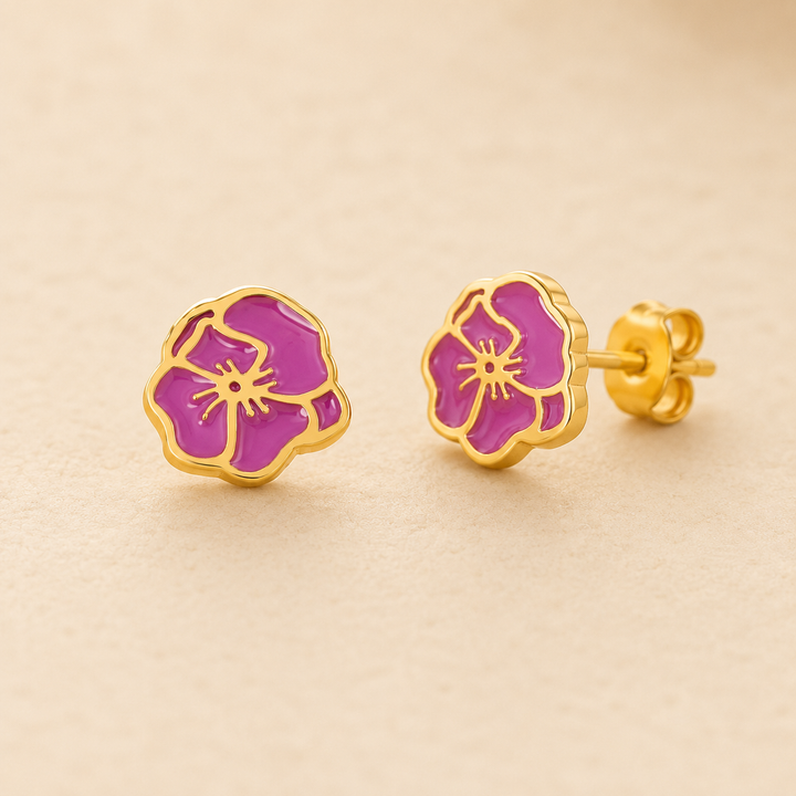 Personalized Birth Flower Stud Earrings for Her