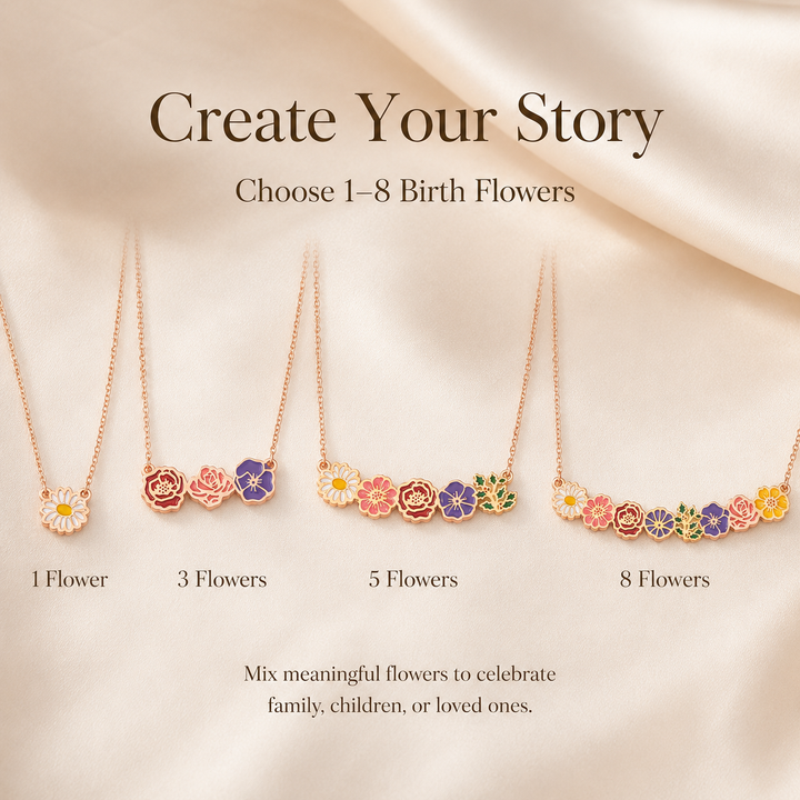 Personalized Birth Flower Necklace for Mom Grandma