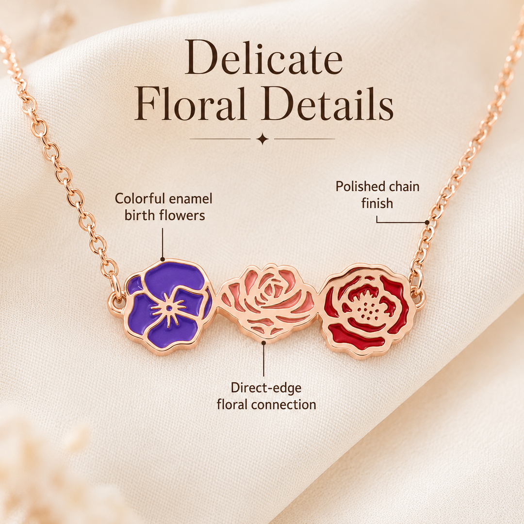 Personalized Birth Flower Necklace for Mom Grandma