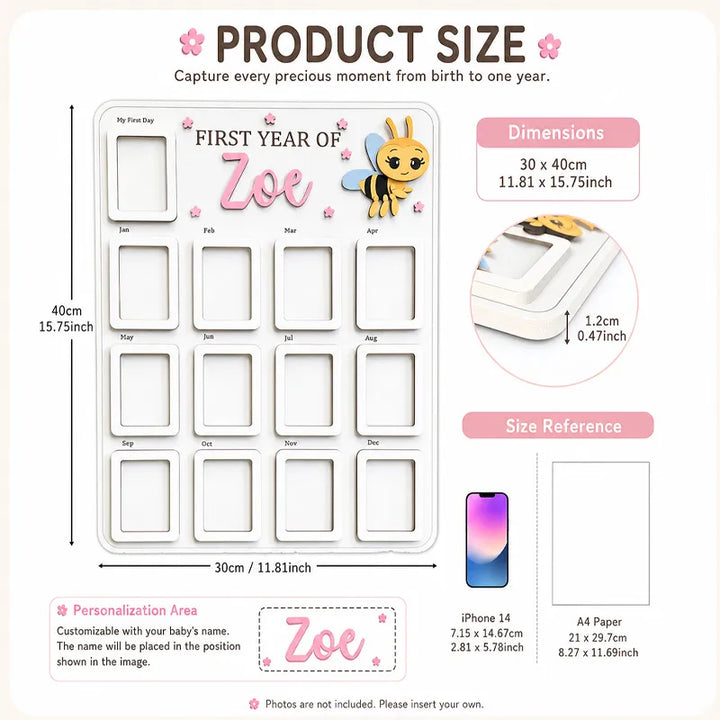Honey Bee – Personalized Baby’s First Year Photo Frame