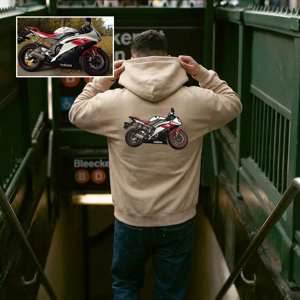 Custom Motorcycle Embroidered Hoodie – Front or Back Design Biker Hoodie 🏍️🧵