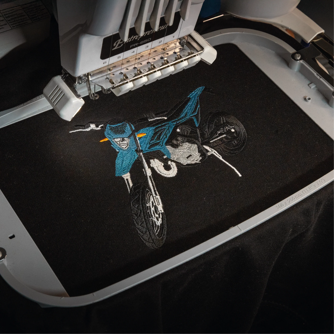 Custom Motorcycle Embroidered Hoodie – Front or Back Design Biker Hoodie 🏍️🧵