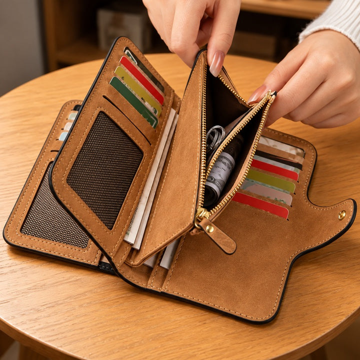 Brown personalized garden wallet - Interior In Use