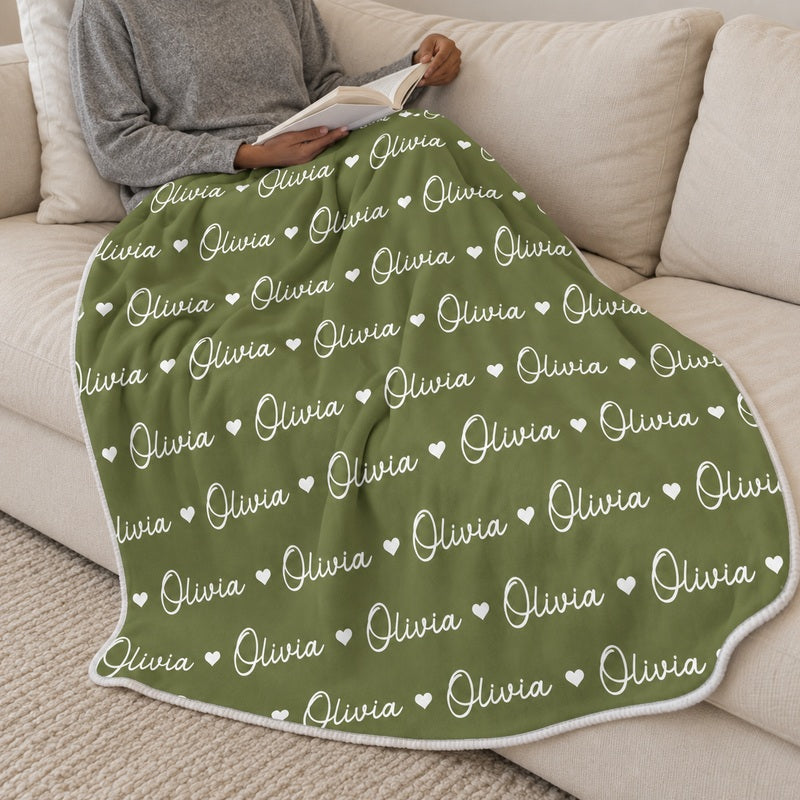 Olive Olivia blanket used while reading