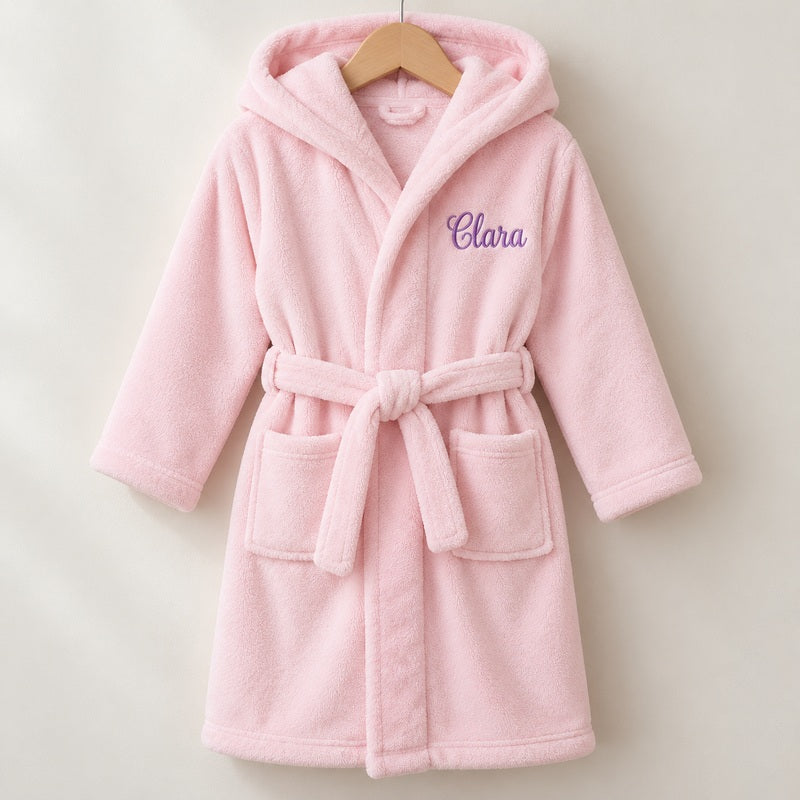 Personalized kids hooded flannel bathrobe — product image 1