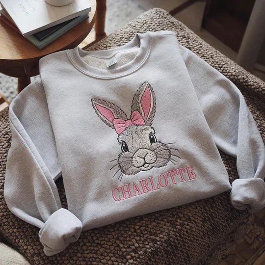Custom Embroidered Easter Family Bunny Sweatshirt - Canvasgiftco
