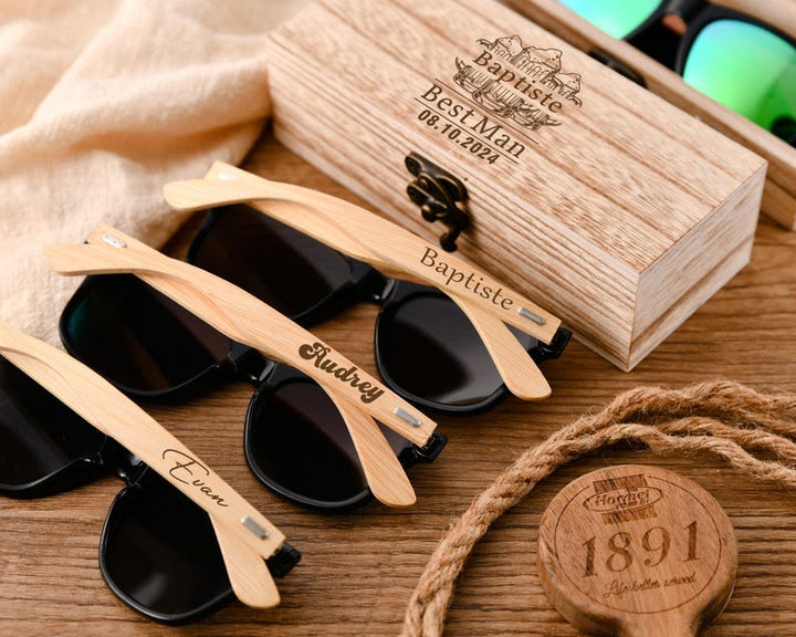 Custom Engraved Wooden Sunglasses - Canvasgiftco