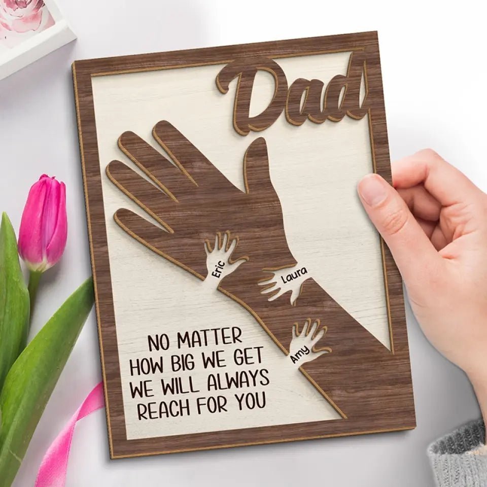 Custom Family Personalized Double Layer Wooden Sign with Stand - Father's Day Gift for Dad and Grandpa - Canvasgiftco
