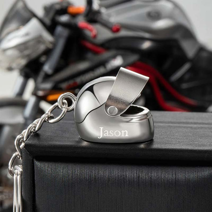 Customized Lettering Motorcycle Helmet Keychain - Canvasgiftco