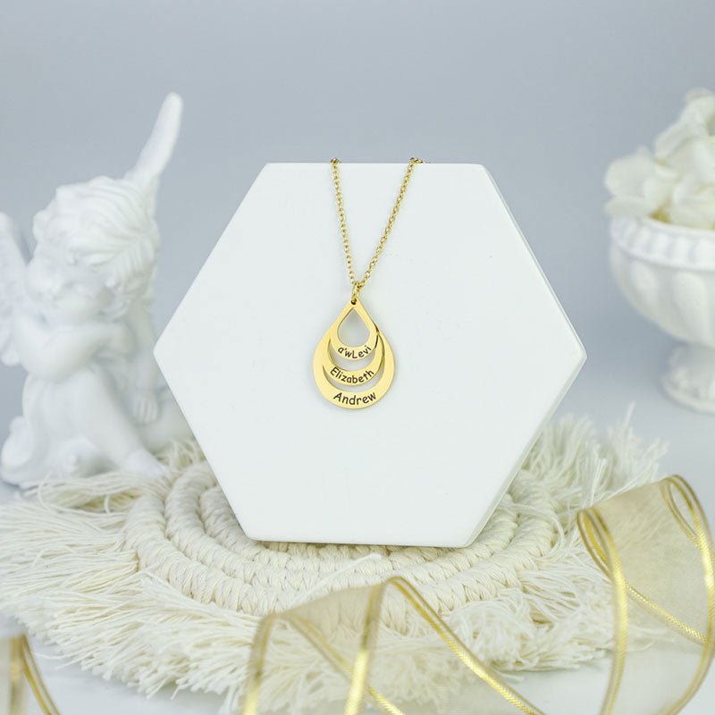 Engraved Drop Shaped Family Necklace - Canvasgiftco