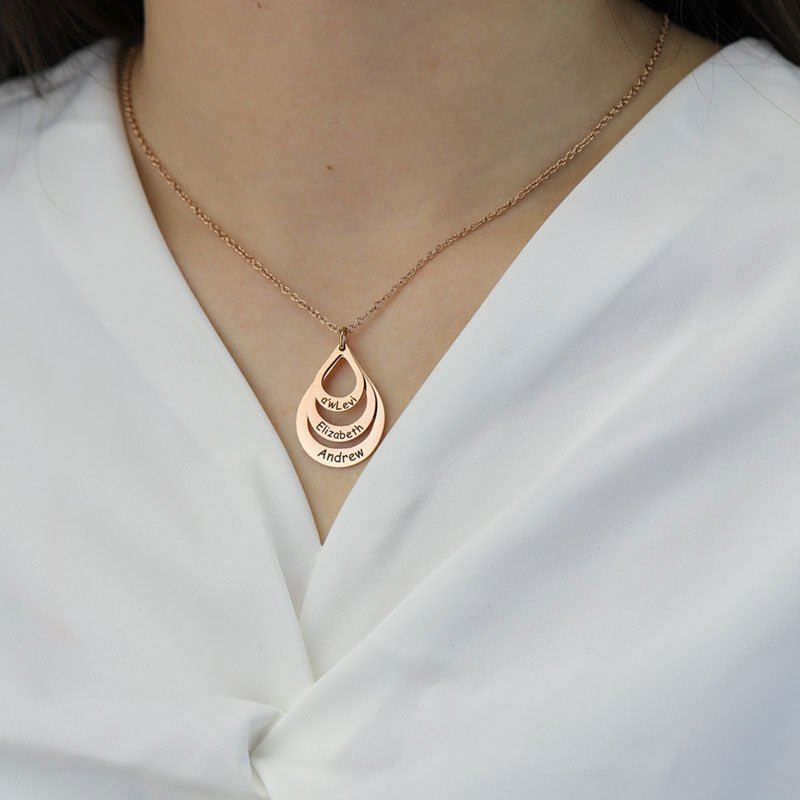 Engraved Drop Shaped Family Necklace - Canvasgiftco