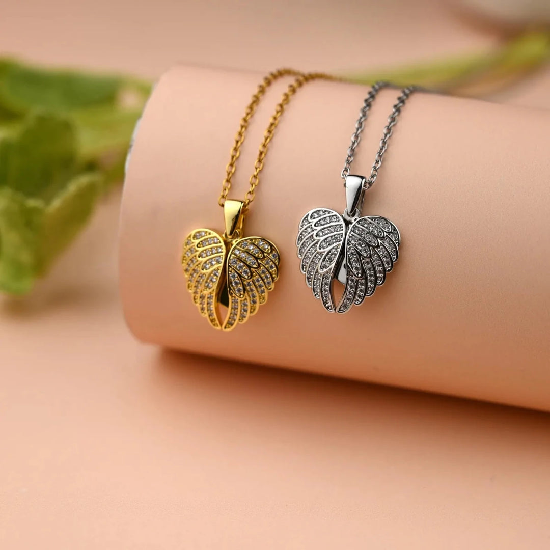 [Eternal Guardian] Angel Wings Memorial Necklace with Hidden Name - Canvasgiftco