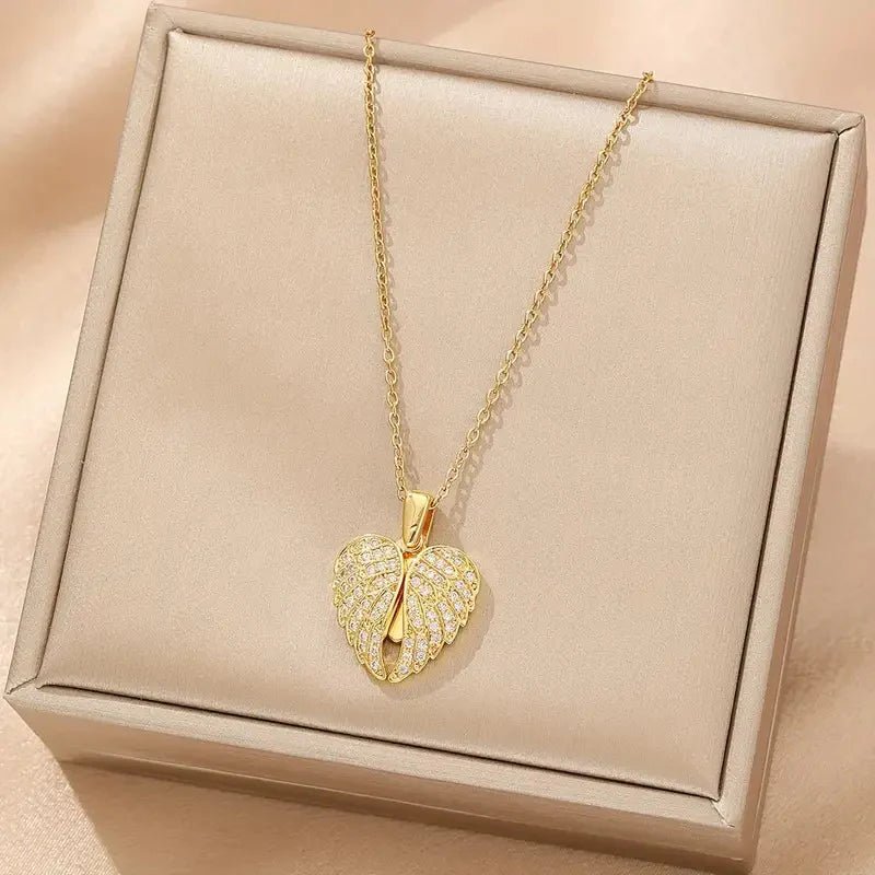 [Eternal Guardian] Angel Wings Memorial Necklace with Hidden Name - Canvasgiftco