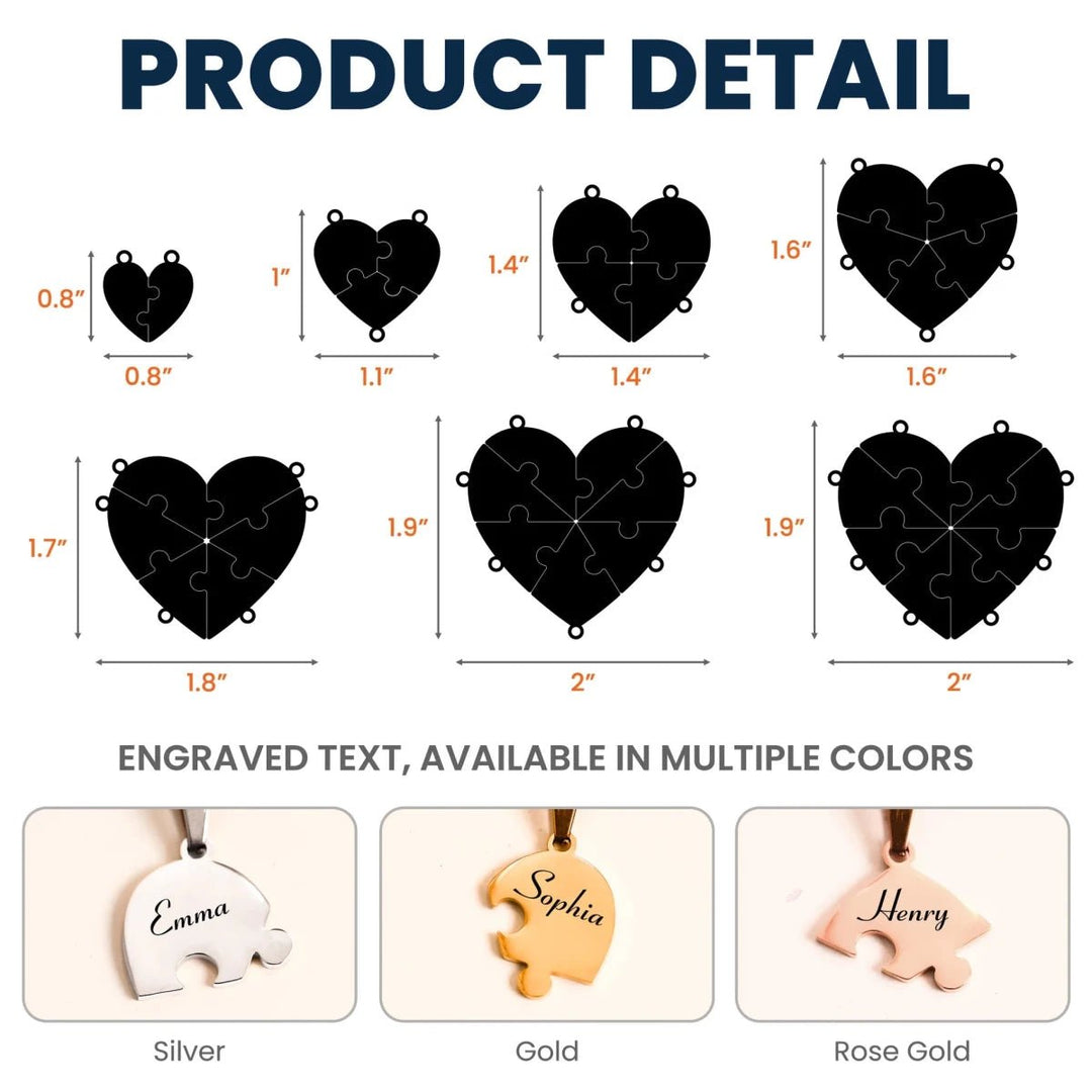 Friendship Puzzle Hearts Name Necklace – Where Love & Friendship Intertwine - Canvasgiftco