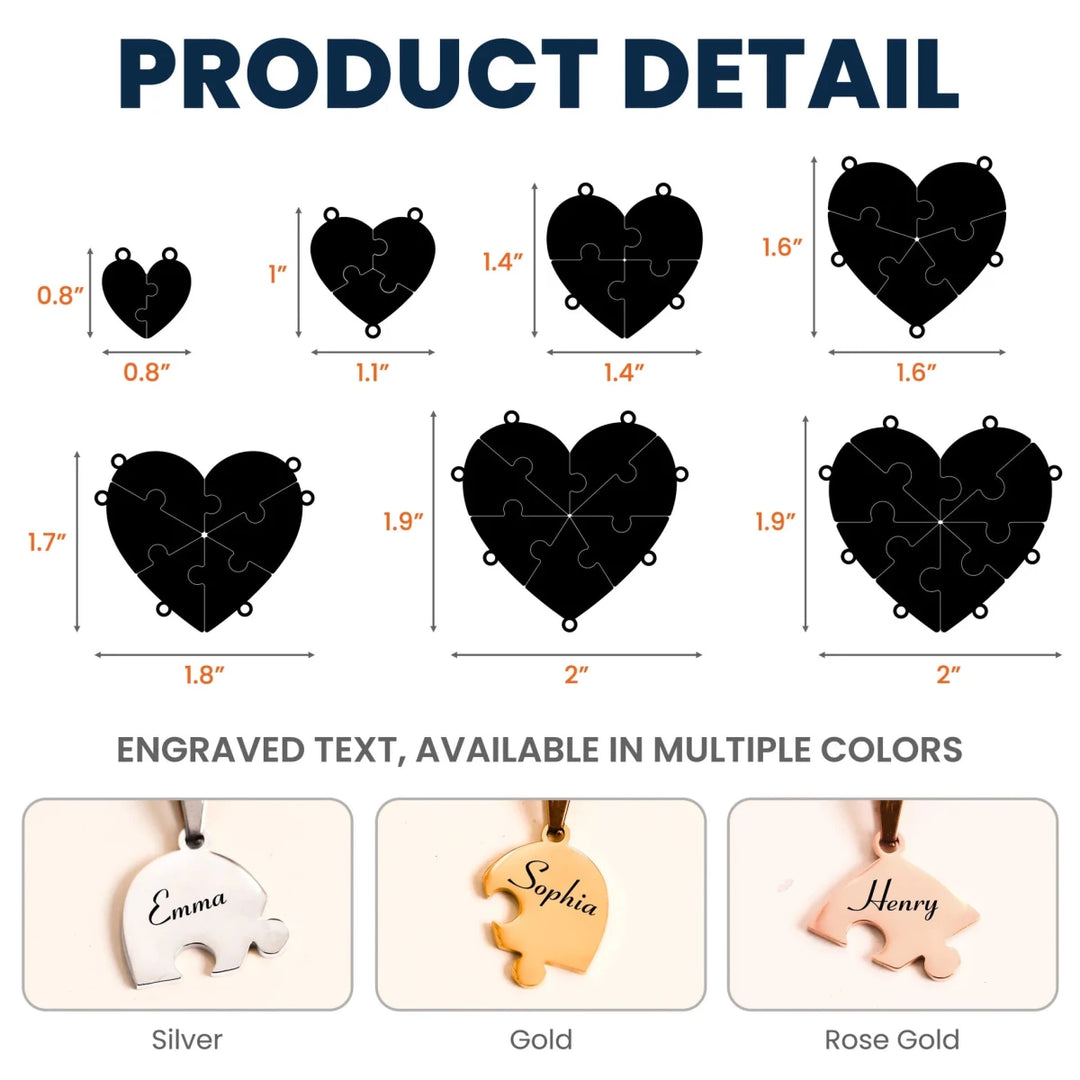 Friendship Puzzle Hearts Name Necklace – Where Love & Friendship Intertwine - Canvasgiftco