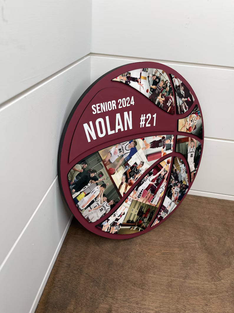 Personalized Sports Photo Wood Sign – Custom Pine Wood Keepsake