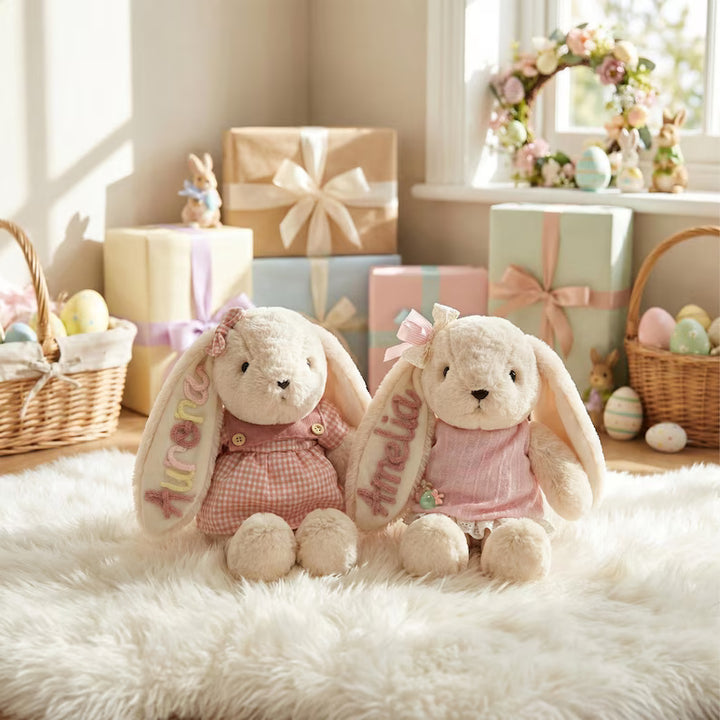 Personalized Bunny Plush Toy – Custom Embroidered Name, Soft Stuffed Rabbit for Kids & Baby Gifts