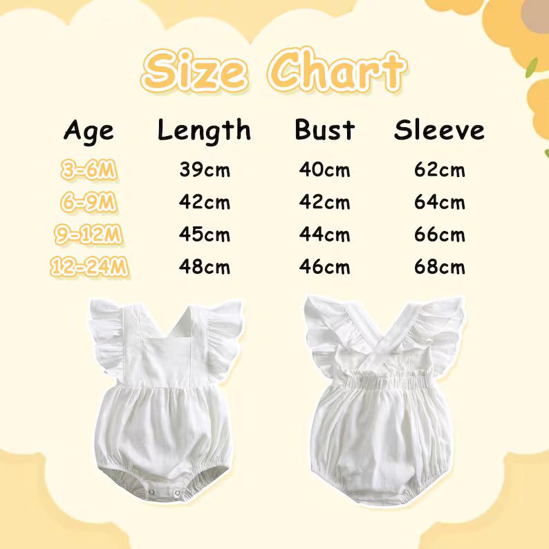 Personalized Embroidered Baby Romper – Custom Name Linen Outfit for Baby Girls