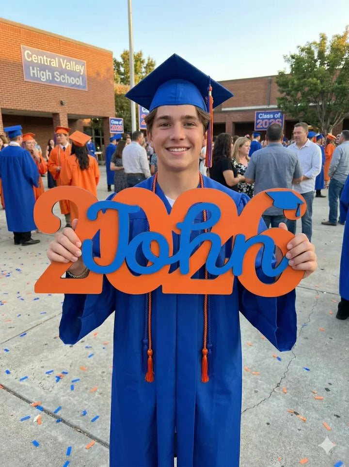 "Cap & Diploma" Personalized Graduation Nameplates – Celebrate the Class of 2026