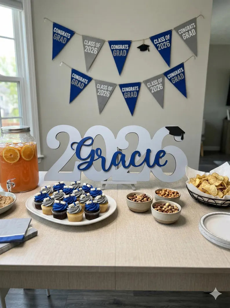 "Cap & Diploma" Personalized Graduation Nameplates – Celebrate the Class of 2026