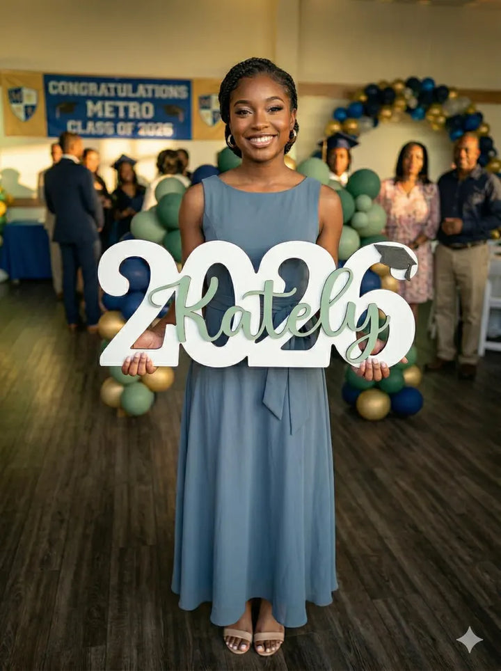"Cap & Diploma" Personalized Graduation Nameplates – Celebrate the Class of 2026