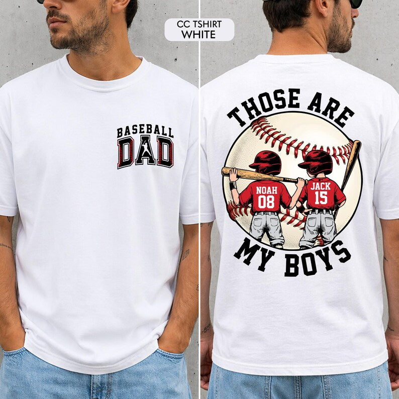 Personalized Baseball Dad Shirt – Two Player Design, Custom Name & Number