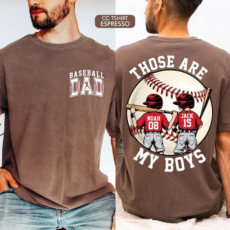 Personalized Baseball Dad Shirt – Two Player Design, Custom Name & Number