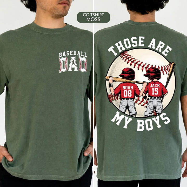 Personalized Baseball Dad Shirt – Two Player Design, Custom Name & Number