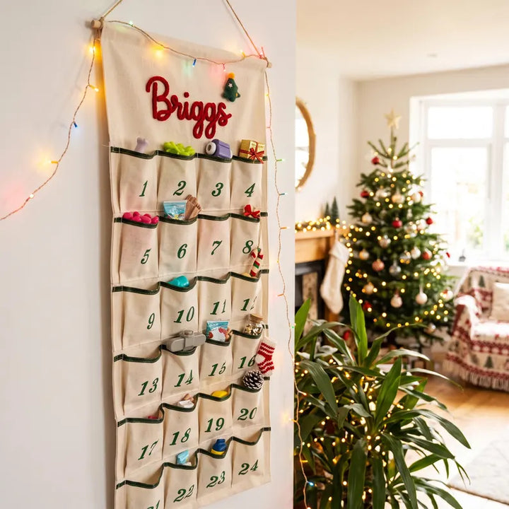 Personalized Christmas Advent Calendar  – 24-Pocket Wall Hanging