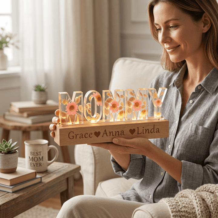 "Mom's Glow" Personalized Mother's Day Night Light - Handmade - Canvasgiftco