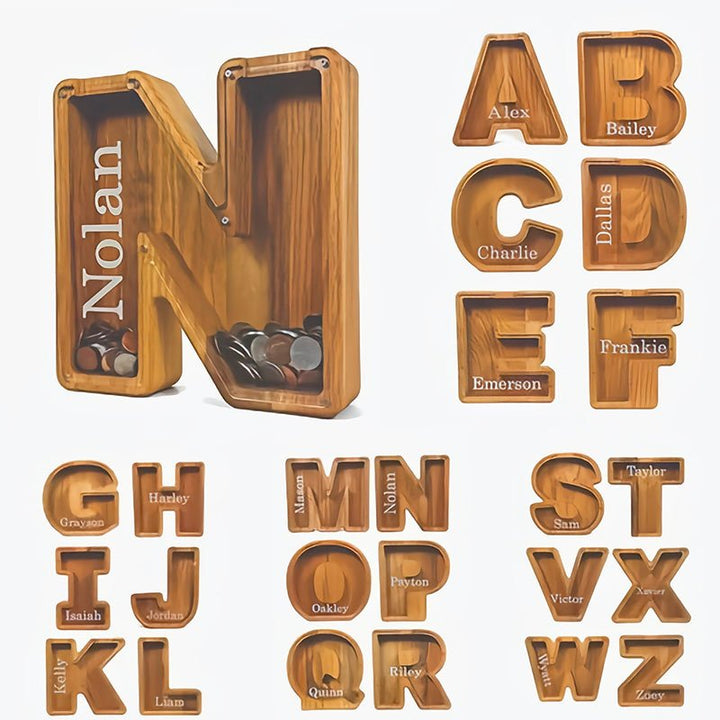Personalized Boys/Girls Piggy Bank - Wood Gift For Kids - Canvasgiftco