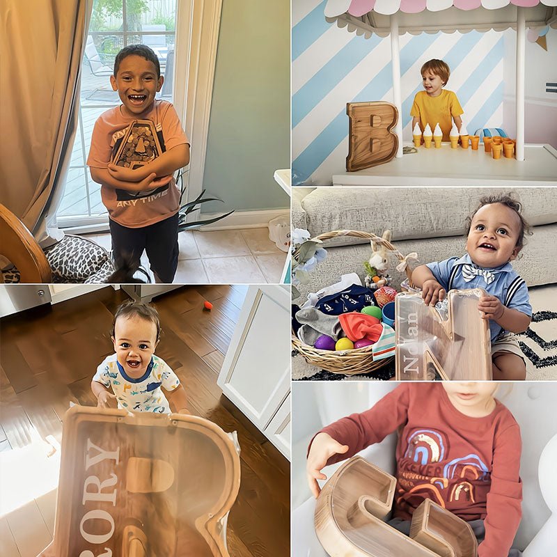 Personalized Boys/Girls Piggy Bank - Wood Gift For Kids - Canvasgiftco