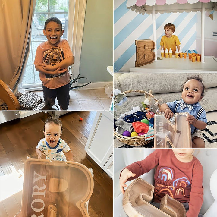 Personalized Boys/Girls Piggy Bank - Wood Gift For Kids - Canvasgiftco